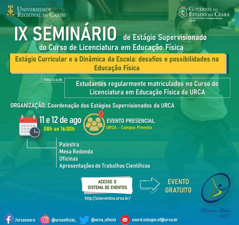 IX SEMINÁRIO DE ESTÁGIO SUPERVISIONADO DO CURSO DE EDUCAÇÃO FÍSICA DA URCA